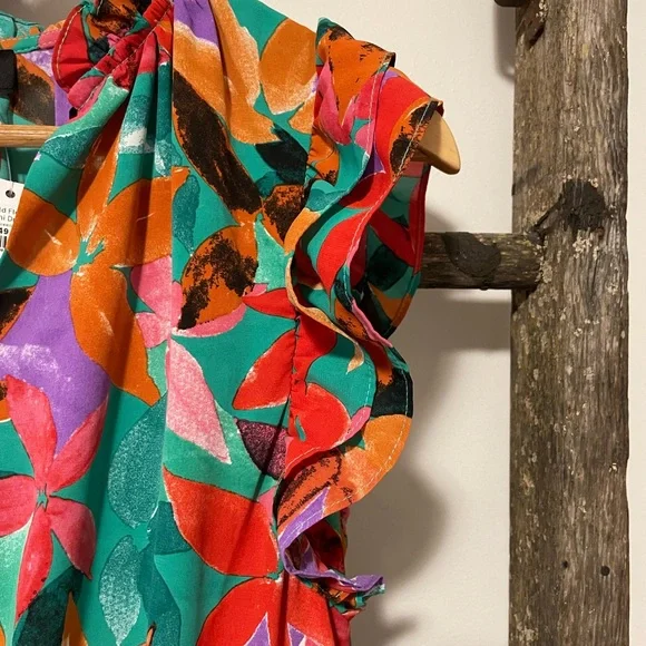 Gigio Multi-Colored Sleeveless Bold Floral Mini Dress - Picture 5 of 7